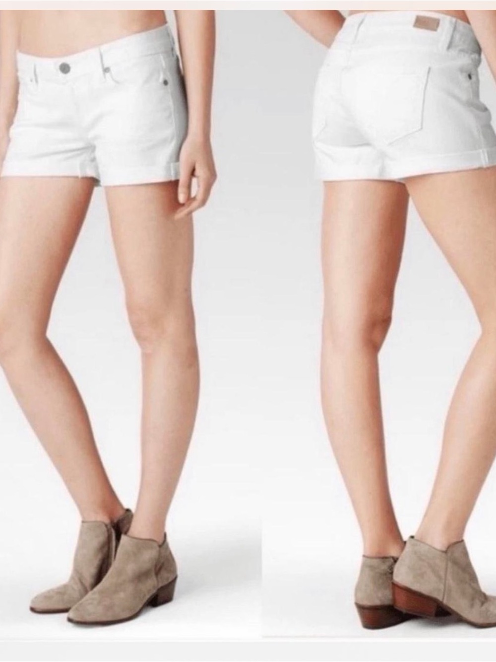 Paige White Cuffed Rolled Hem White Shorts size 27